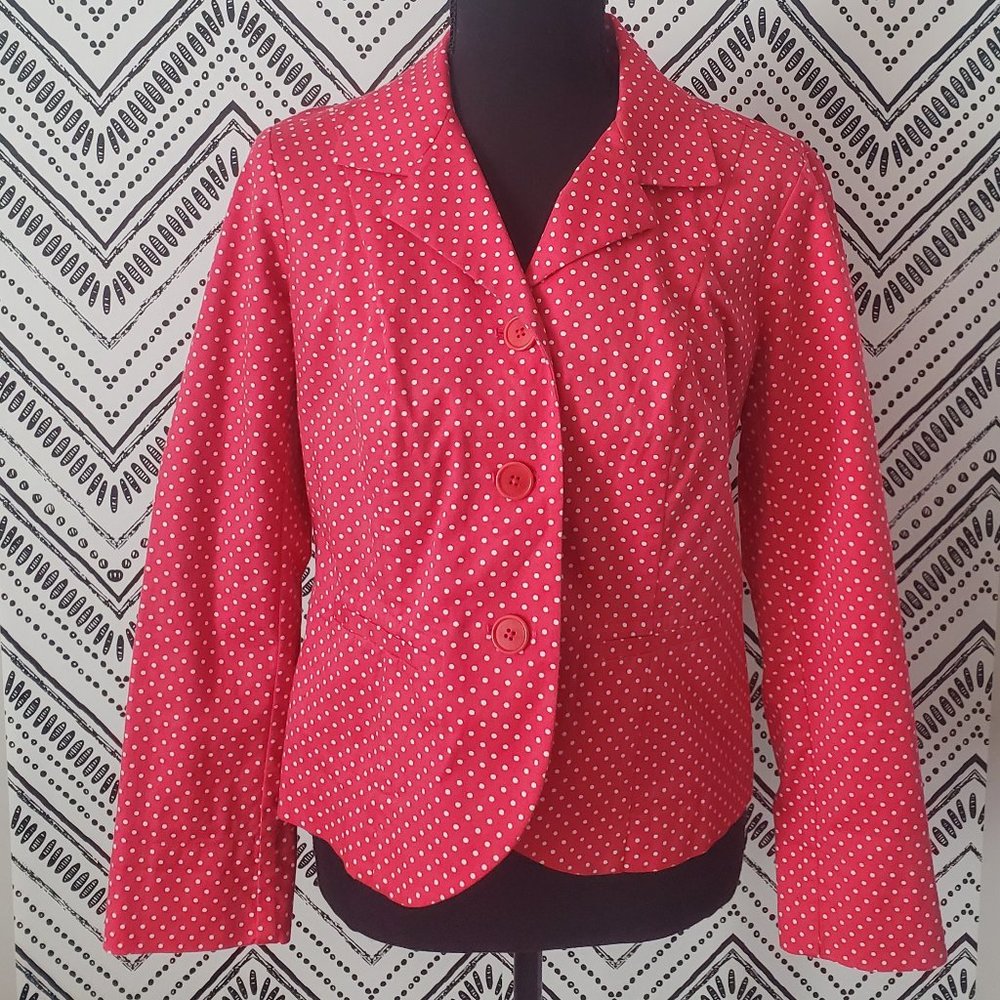 Talbots Red polka dot blazer